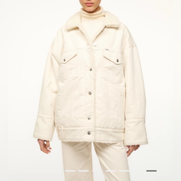 BNWT FW24 WRANGLER + STAUD REVERSIBLE BIGGEST JEAN JACKET IN CREAM MEDIUM $350 - Picture 8 of 10